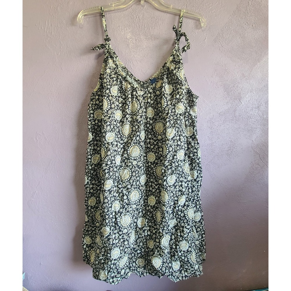 Old Navy Swing Scoop Dress Women Large Black Floral Print Boho Pockets 876480-04